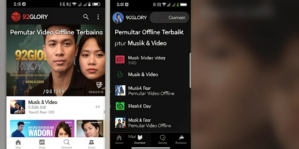Antarmuka pengguna <strong>92GLORY</strong> yang intuitif dan sederhana untuk Pemutar Video Offline.