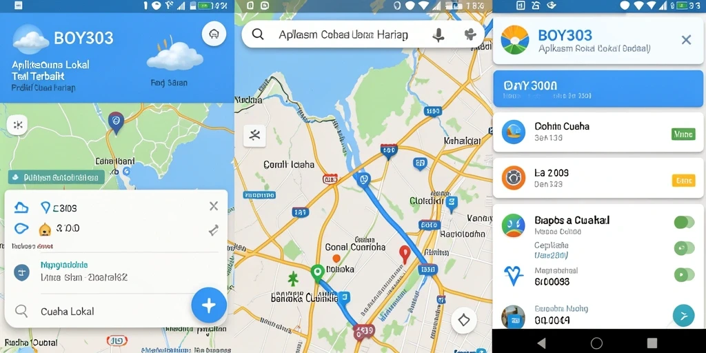 Antarmuka utama BOY303 menampilkan prakiraan cuaca lokal.