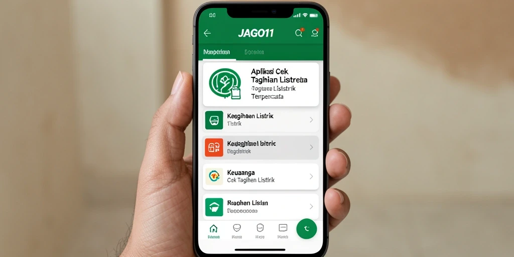 Tampilan antarmuka JAGO11 untuk cek tagihan listrik yang user-friendly.