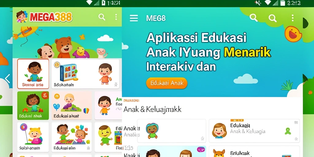 Tampilan antarmuka MEGA388 yang ramah anak dan interaktif.