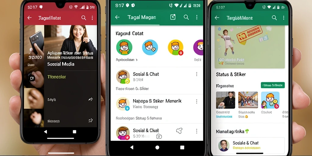 Screenshot aplikasi SD107 dengan berbagai pilihan stiker menarik.