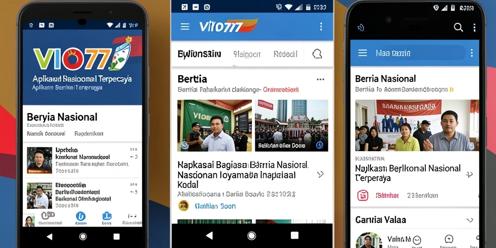Tampilan antarmuka aplikasi VIO77 untuk berita nasional.